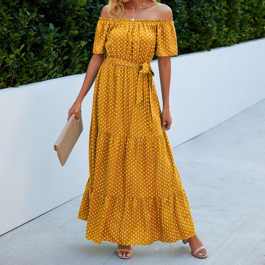 Off-the-shoulder katoenen zomerjurk