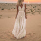 Fashion Summer New V-neck Sleeveless Maxi Dress Holiday Beach Polka Dot Bohemian Dress